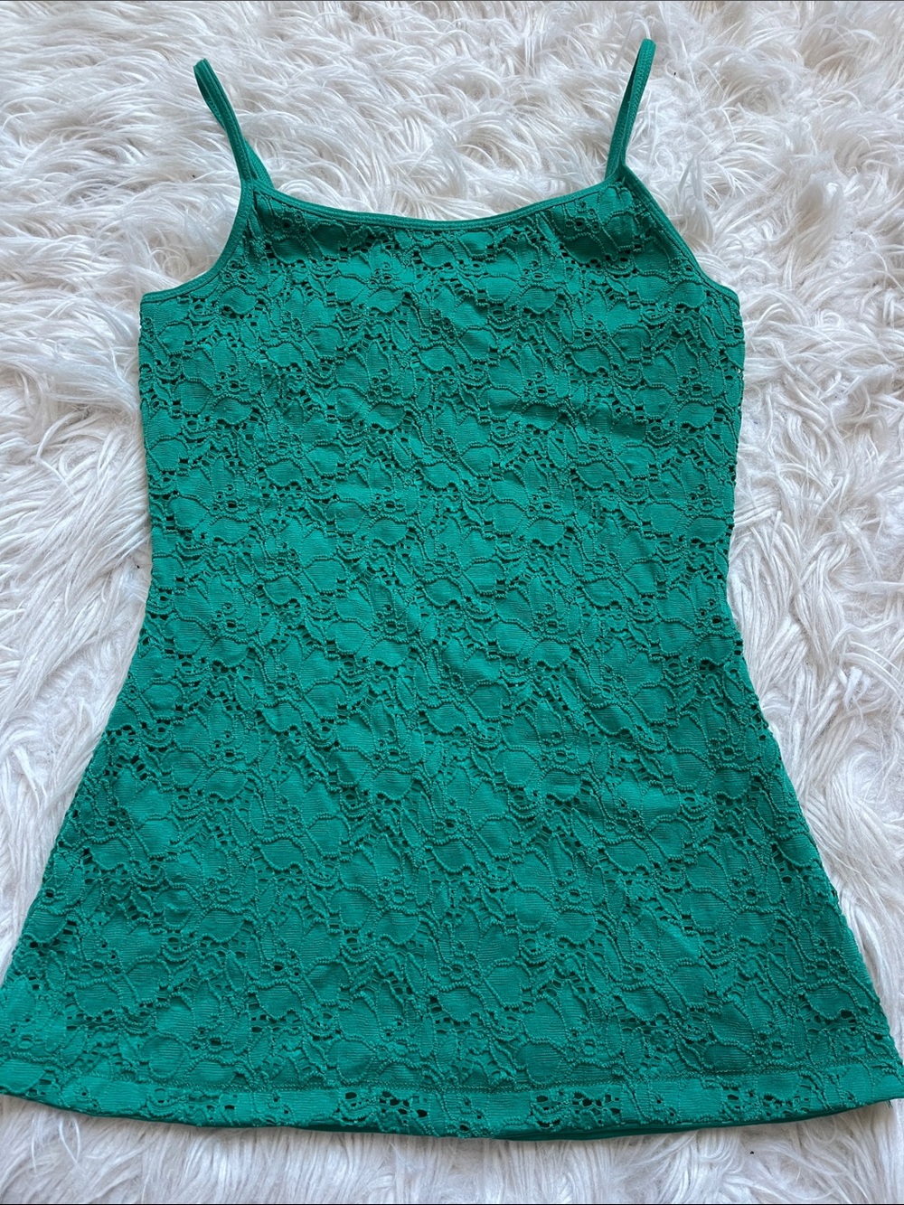 Express Emerald Lace Cami with Spaghetti Straps